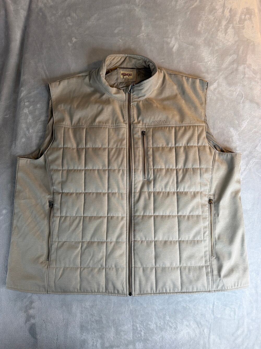 RedHead Men's 3XL Quilted Puffer Vest Khaki Beige Full Zip Outdoor Big Tall